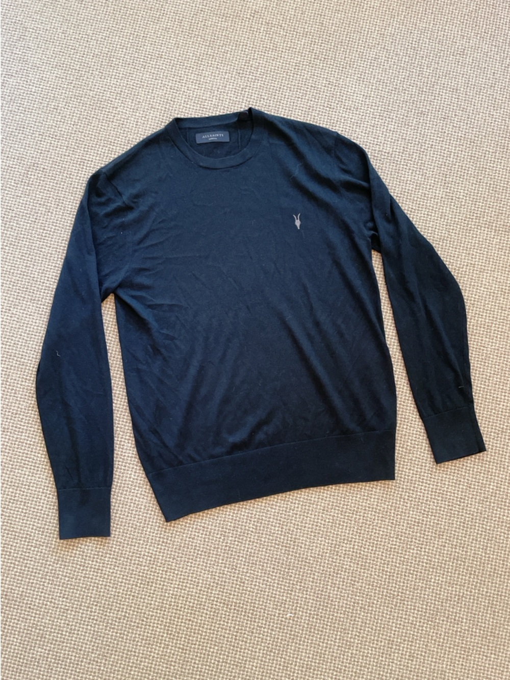 AllSaints Men’s Nomo Crew Wool Blend Sweater Black Size Medium Like New
